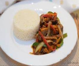 Plain Rice with Beef Sauce
